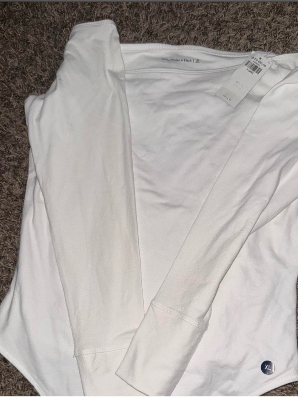 Abercrombie & Fitch White Long Sleeve Bodysuit - XL
